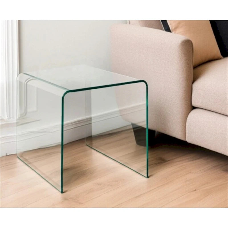 Clear Glass Rounded Edge End Table - 18" x 21" x 18"