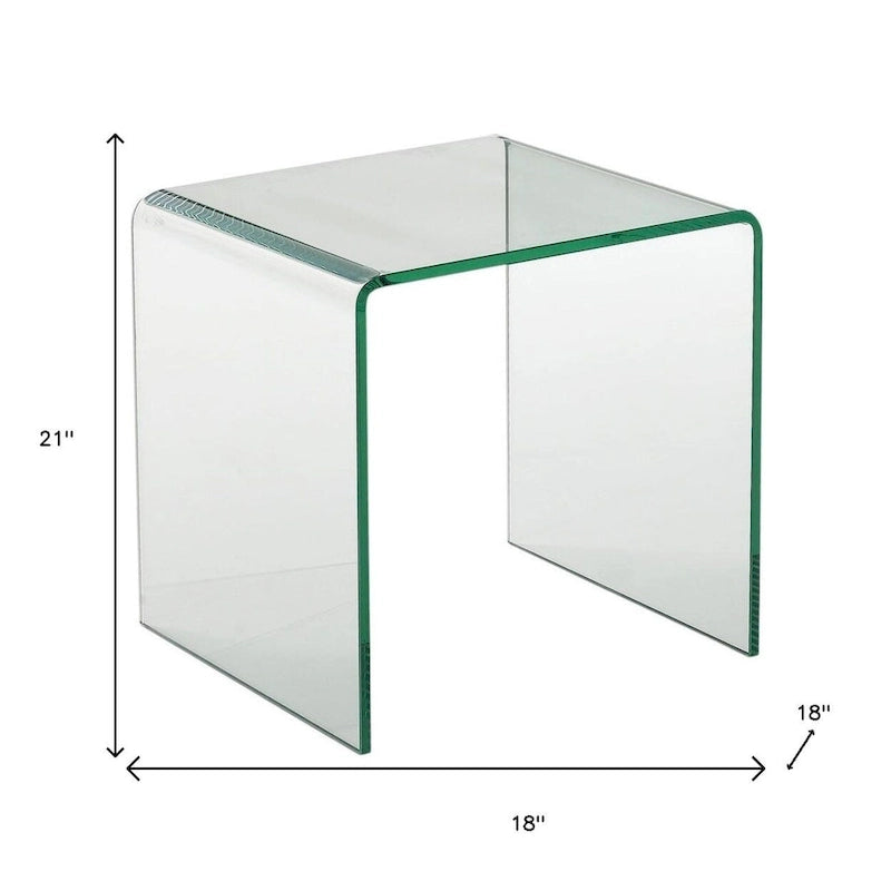 Clear Glass Rounded Edge End Table - 18" x 21" x 18"