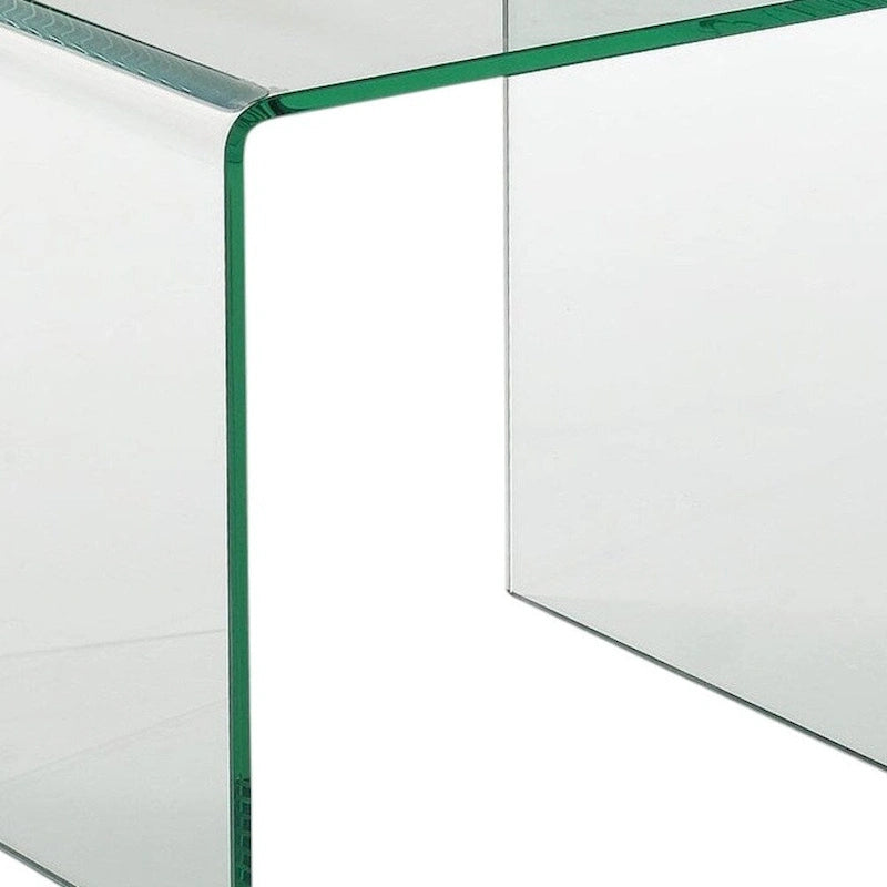 Clear Glass Rounded Edge End Table - 18" x 21" x 18"