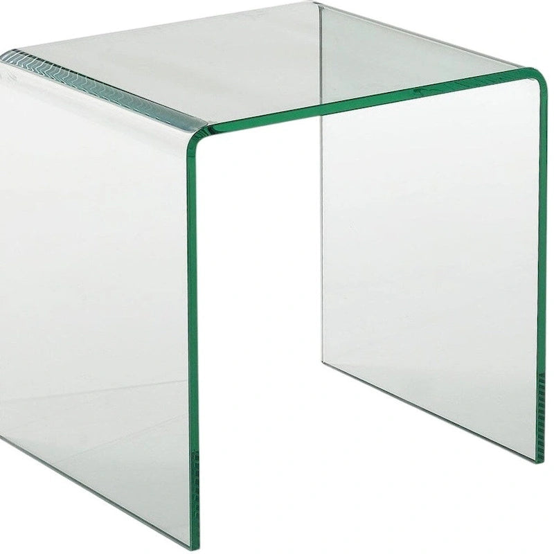 Clear Glass Rounded Edge End Table - 18" x 21" x 18"