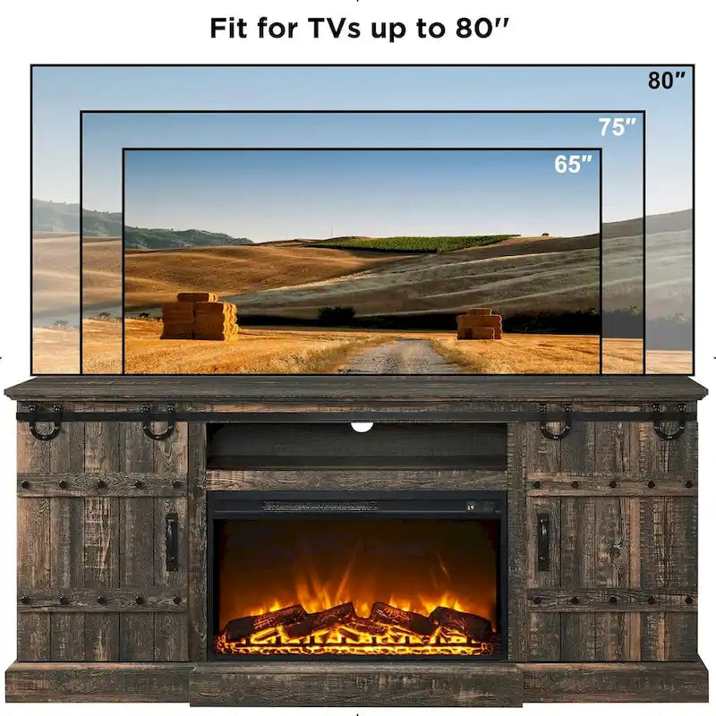 Farmhouse Fireplace TV Stand, Entertainment Center, Media Console