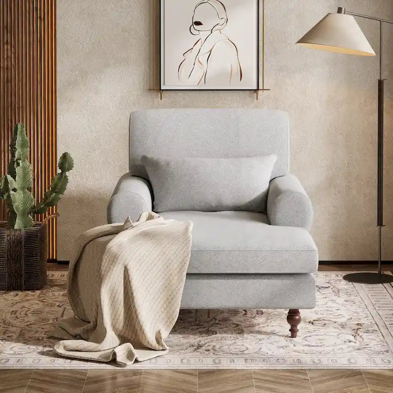 Chaise Lounge Chair with Adjustable Backrest, Indoor Modern Oversized Comfy Chair