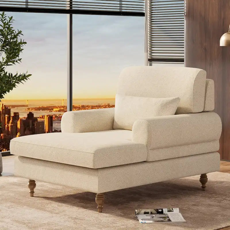 Chaise Lounge Chair with Adjustable Backrest, Indoor Modern Oversized Comfy Chair