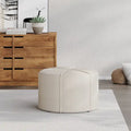 Upholstered Round Ottoman with Button Tuft