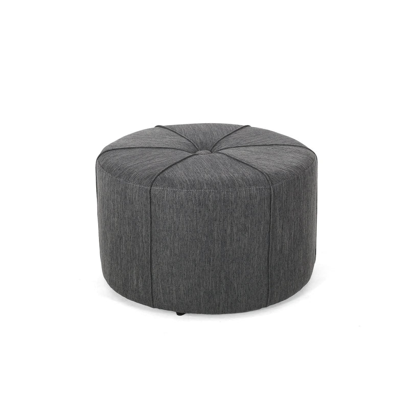 Upholstered Round Ottoman with Button Tuft