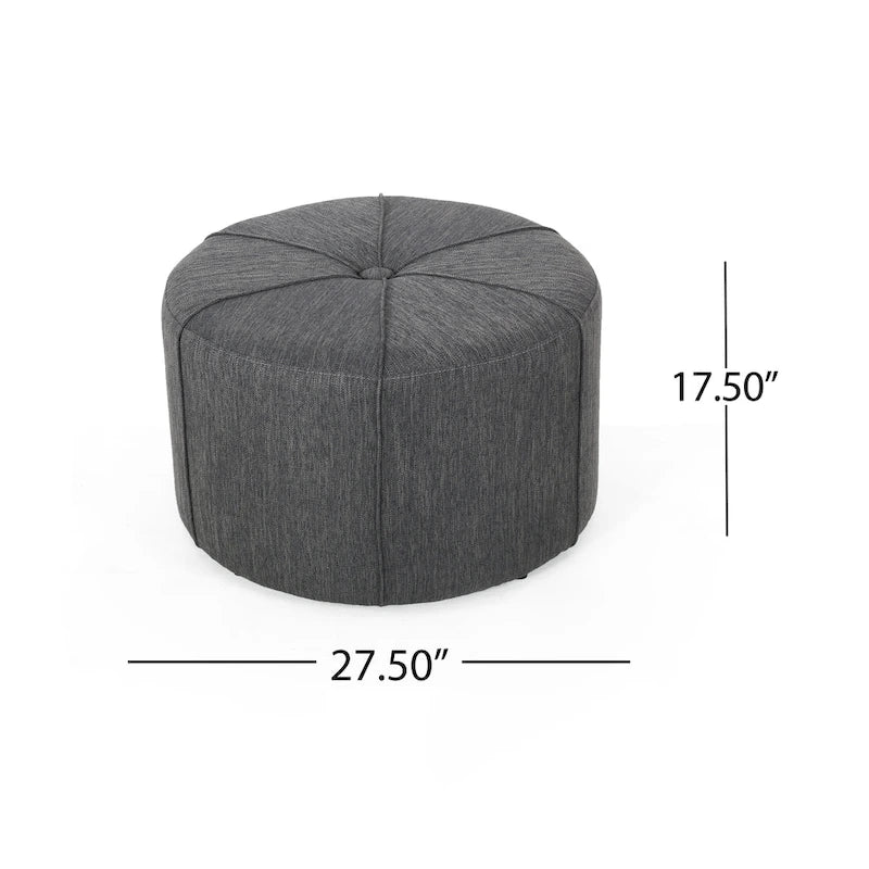 Upholstered Round Ottoman with Button Tuft
