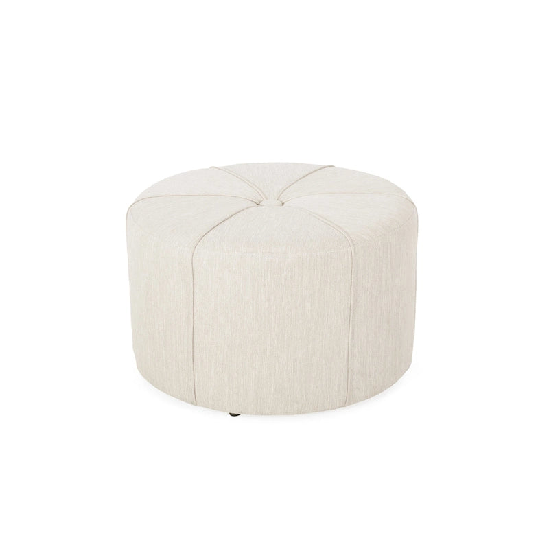 Upholstered Round Ottoman with Button Tuft