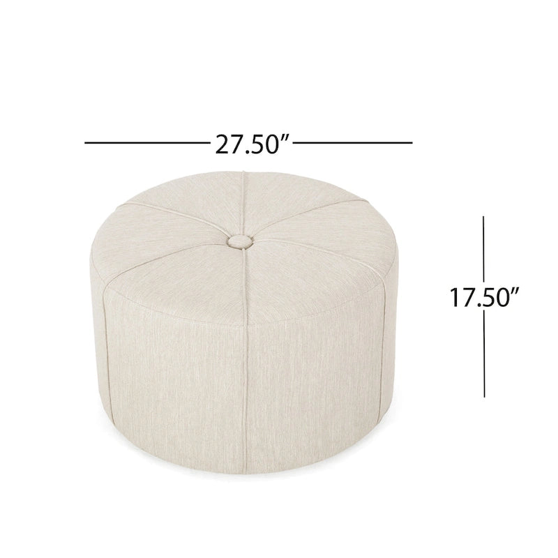Upholstered Round Ottoman with Button Tuft