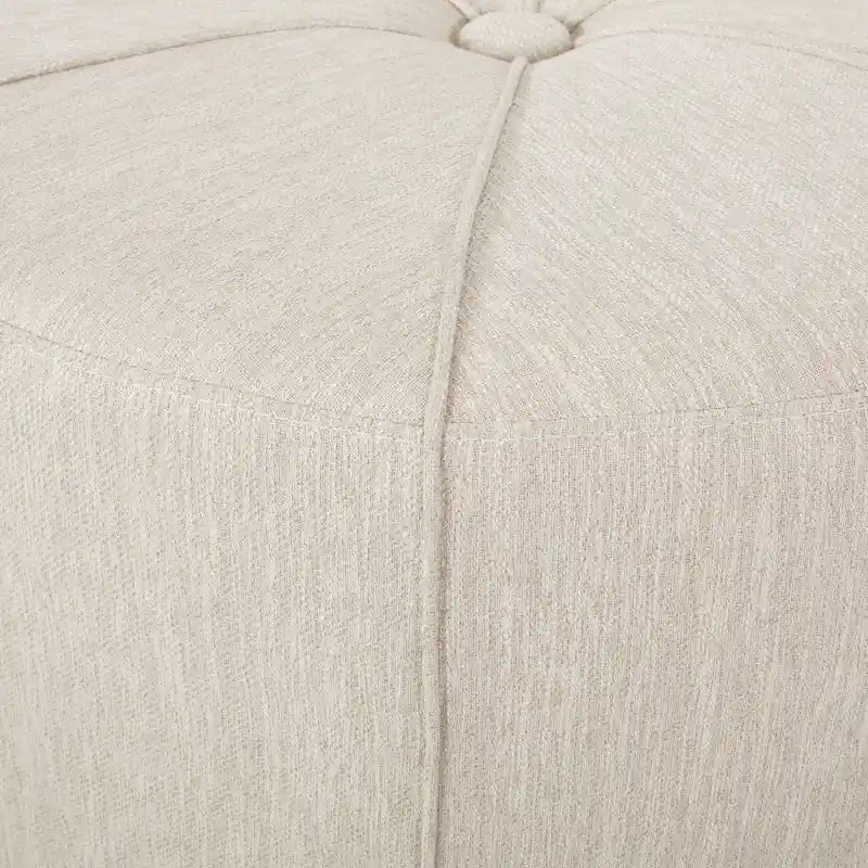 Upholstered Round Ottoman with Button Tuft