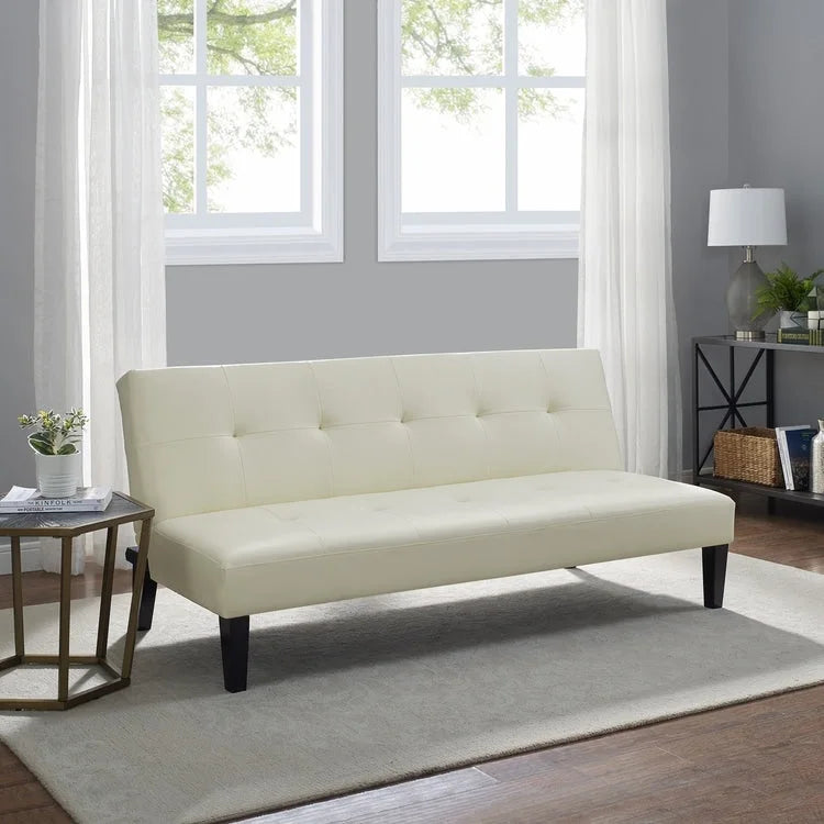 Futon Sofa with Armrest, Cupholders & Button Tufted Design