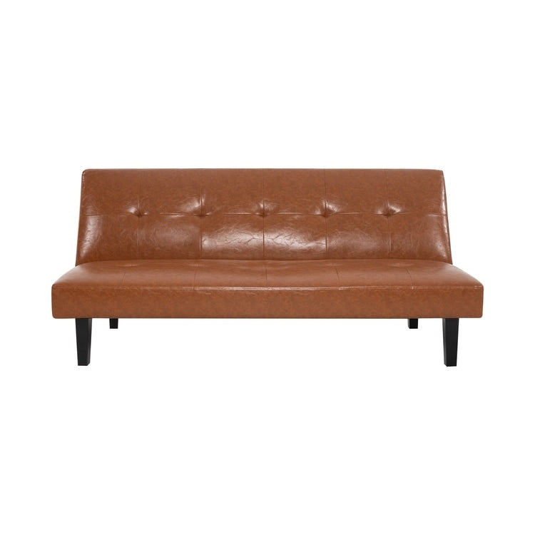 Futon Sofa with Armrest, Cupholders & Button Tufted Design
