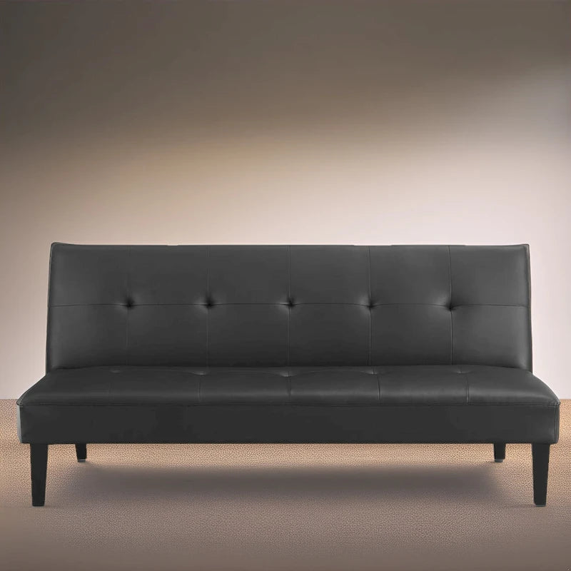 Futon Sofa with Armrest, Cupholders & Button Tufted Design