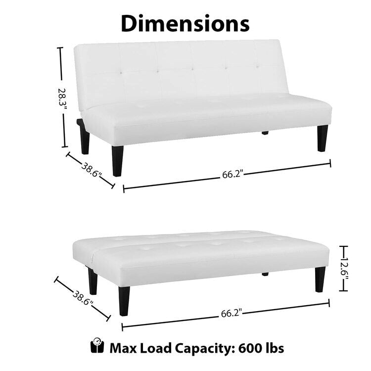 Futon Sofa with Armrest, Cupholders & Button Tufted Design