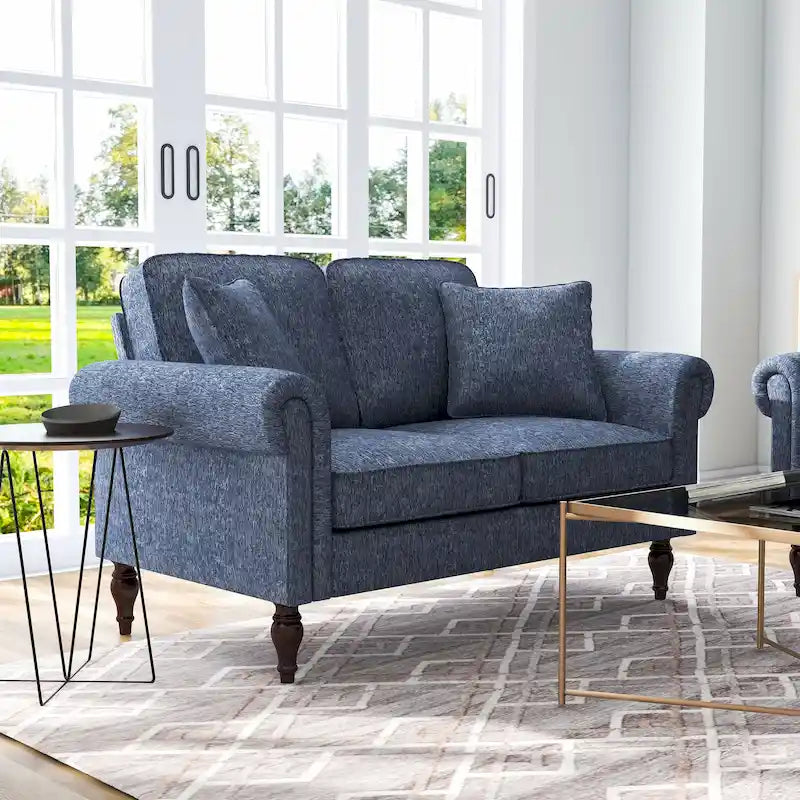 Traditional Chenille Loveseat with Multiple Cushions