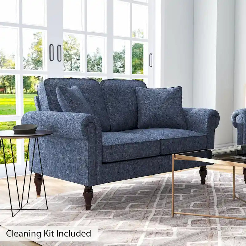 Traditional Chenille Loveseat with Multiple Cushions
