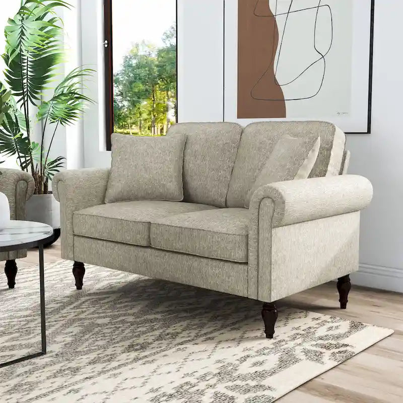 Traditional Chenille Loveseat with Multiple Cushions