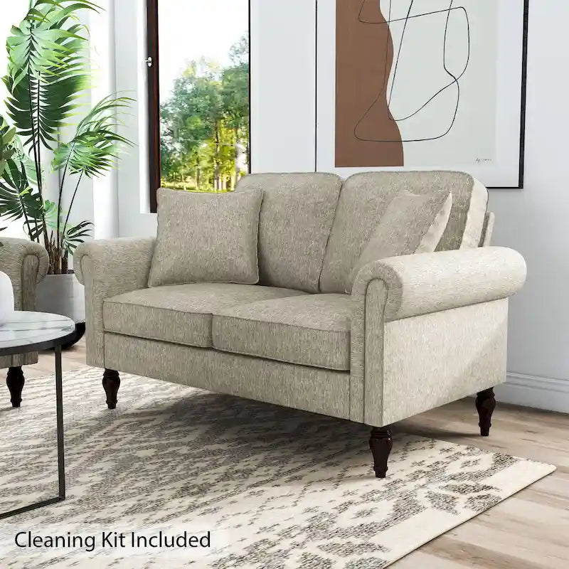 Traditional Chenille Loveseat with Multiple Cushions