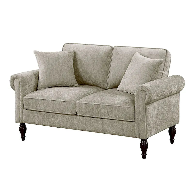 Traditional Chenille Loveseat with Multiple Cushions