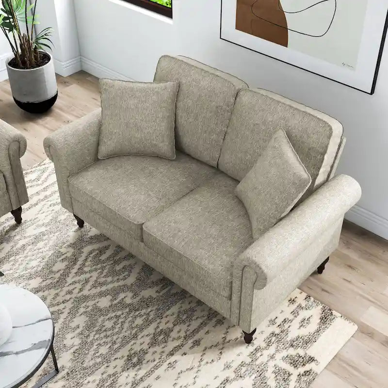 Traditional Chenille Loveseat with Multiple Cushions