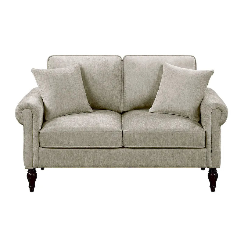 Traditional Chenille Loveseat with Multiple Cushions