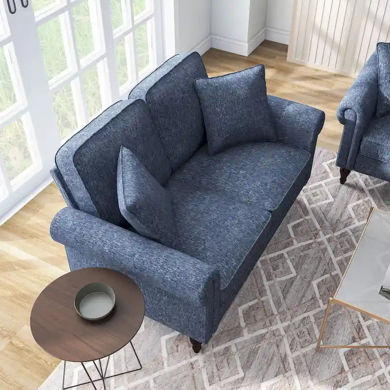 Traditional Chenille Loveseat with Multiple Cushions