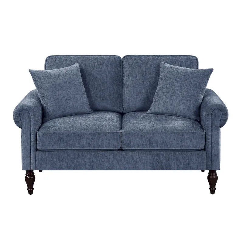 Traditional Chenille Loveseat with Multiple Cushions