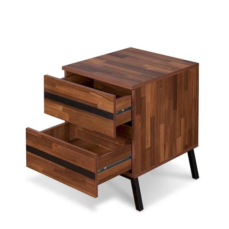 23" Black and Brown End Table with Two Drawers