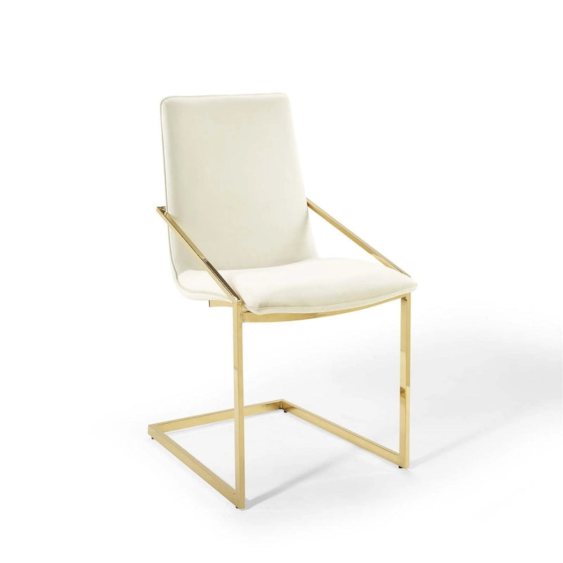 Velvet Dining Armchair with Geometric Frame
