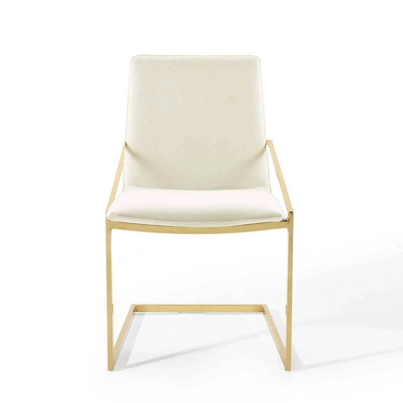 Velvet Dining Armchair with Geometric Frame