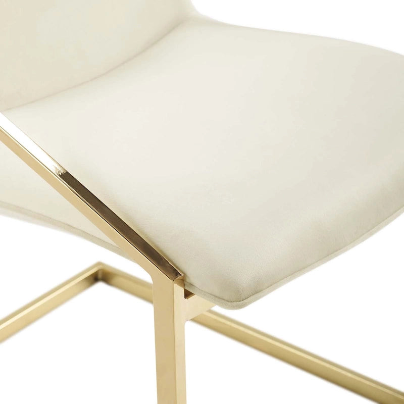 Velvet Dining Armchair with Geometric Frame