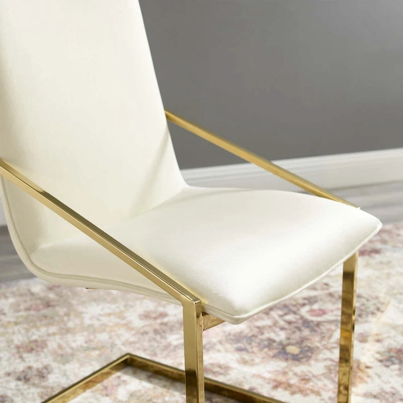 Velvet Dining Armchair with Geometric Frame