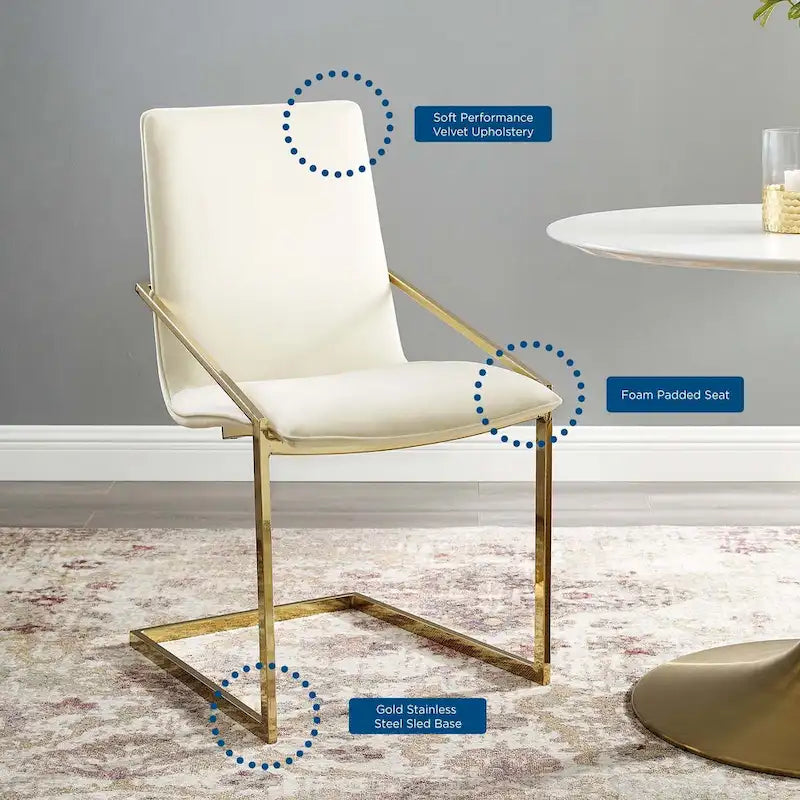 Velvet Dining Armchair with Geometric Frame