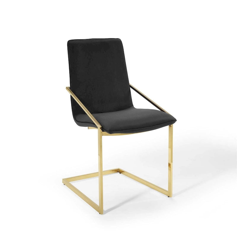 Velvet Dining Armchair with Geometric Frame