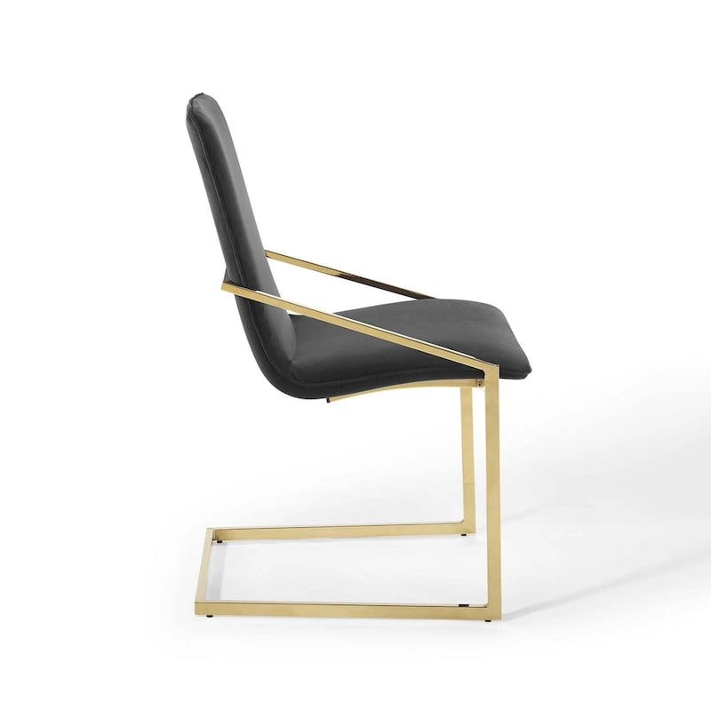 Velvet Dining Armchair with Geometric Frame