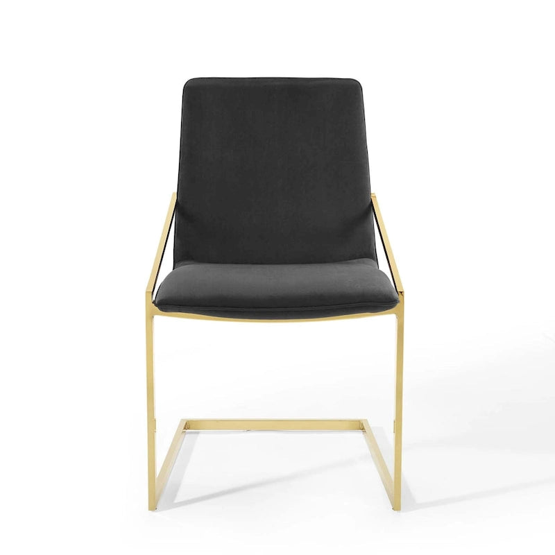 Velvet Dining Armchair with Geometric Frame