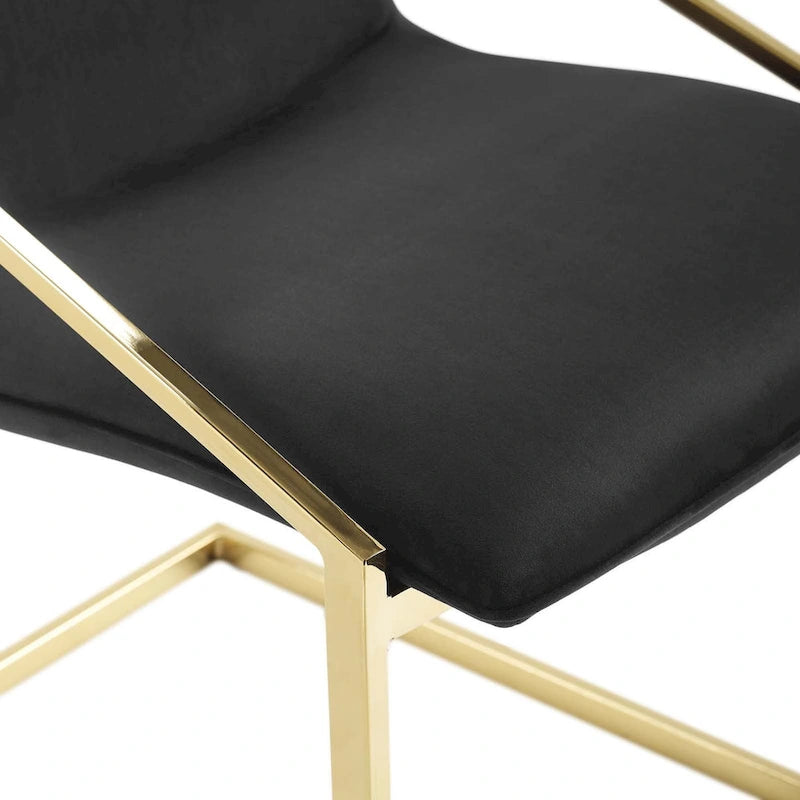 Velvet Dining Armchair with Geometric Frame