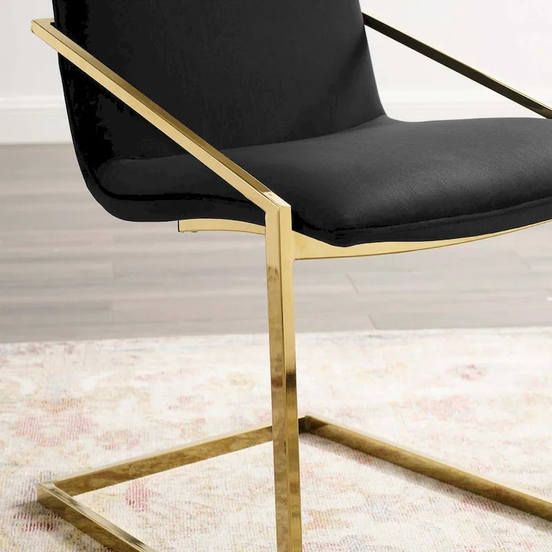 Velvet Dining Armchair with Geometric Frame