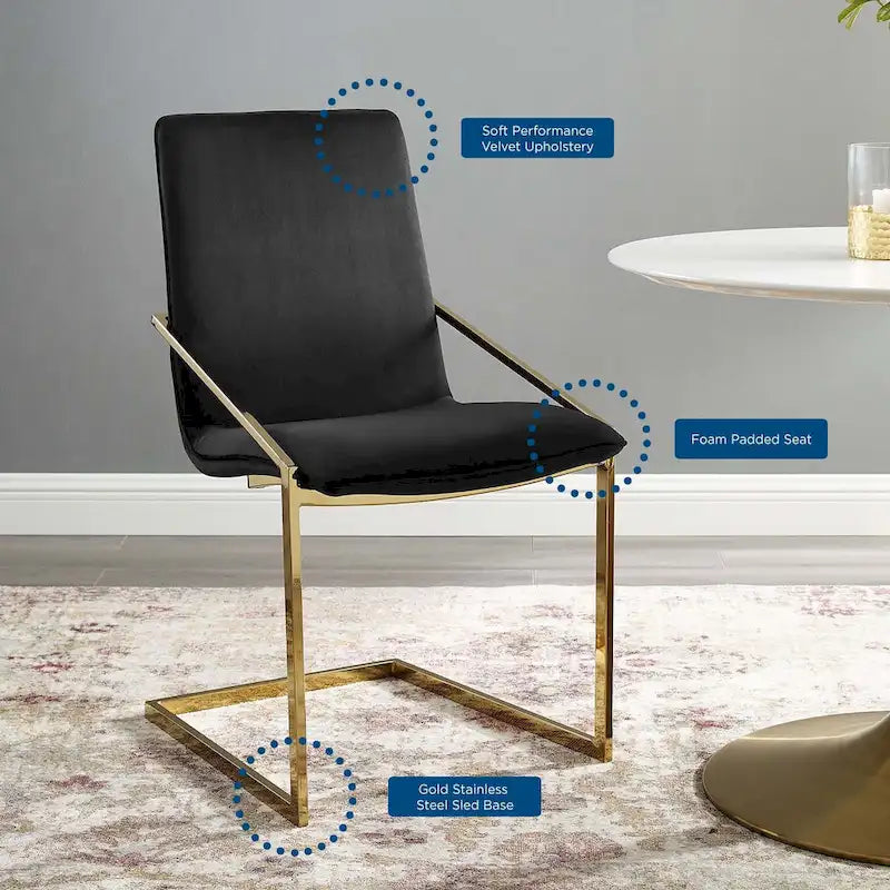 Velvet Dining Armchair with Geometric Frame