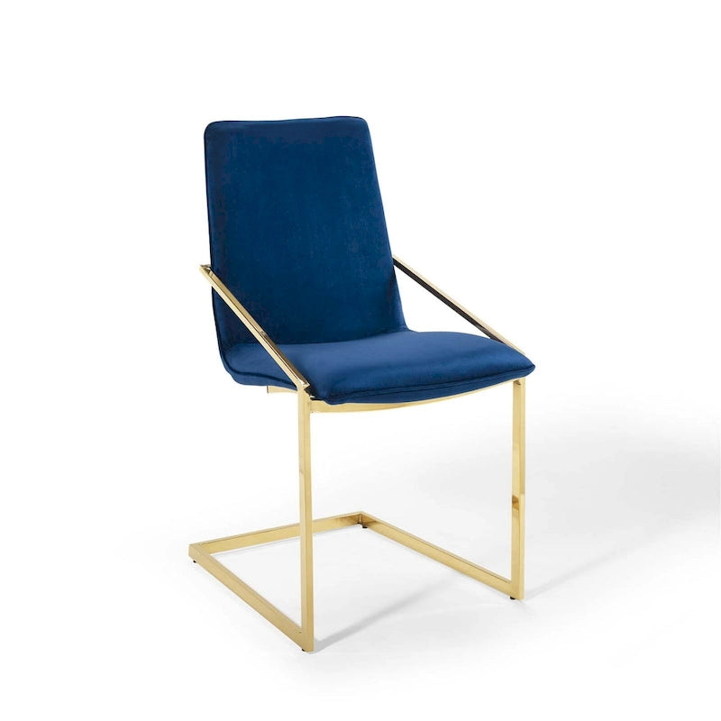 Velvet Dining Armchair with Geometric Frame