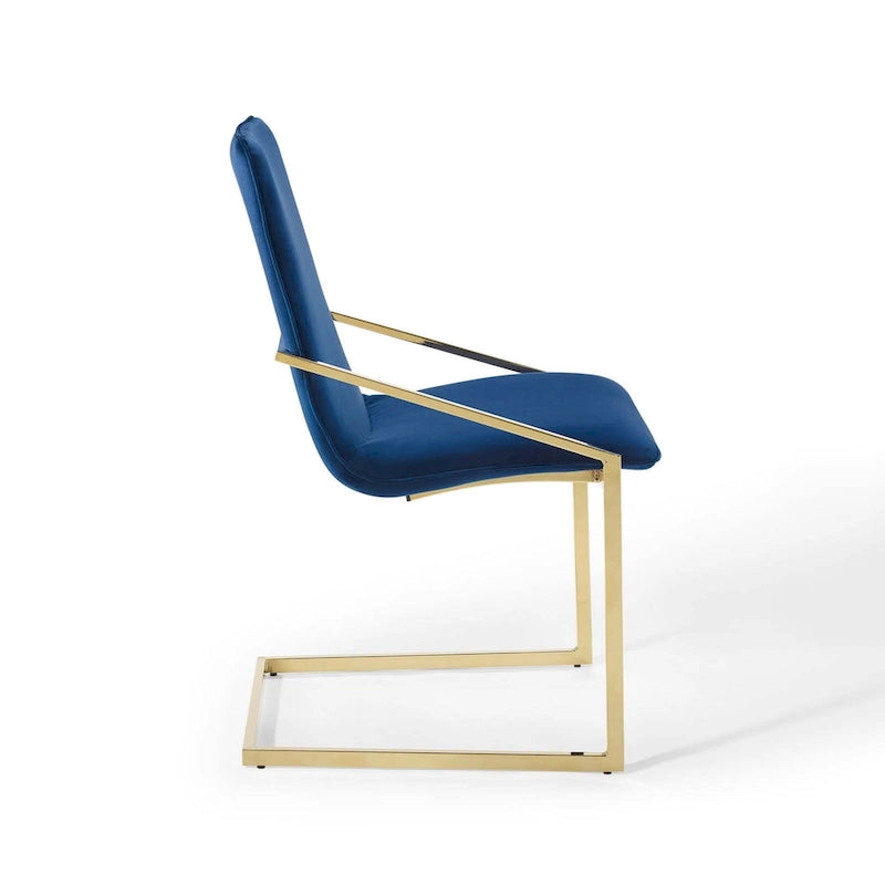 Velvet Dining Armchair with Geometric Frame