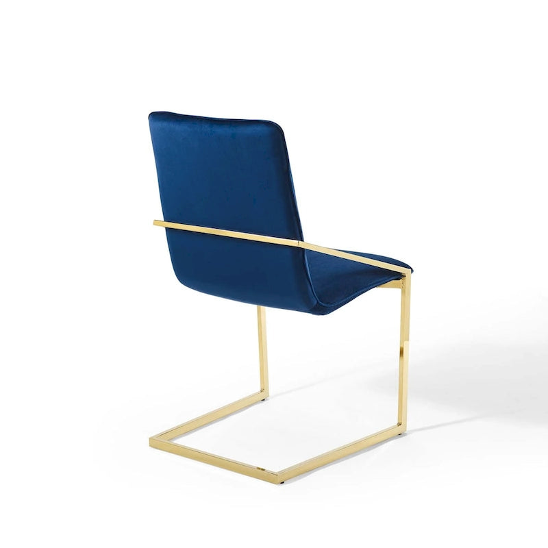 Velvet Dining Armchair with Geometric Frame