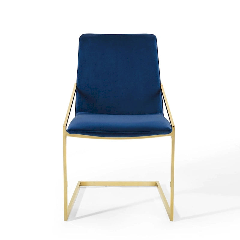Velvet Dining Armchair with Geometric Frame