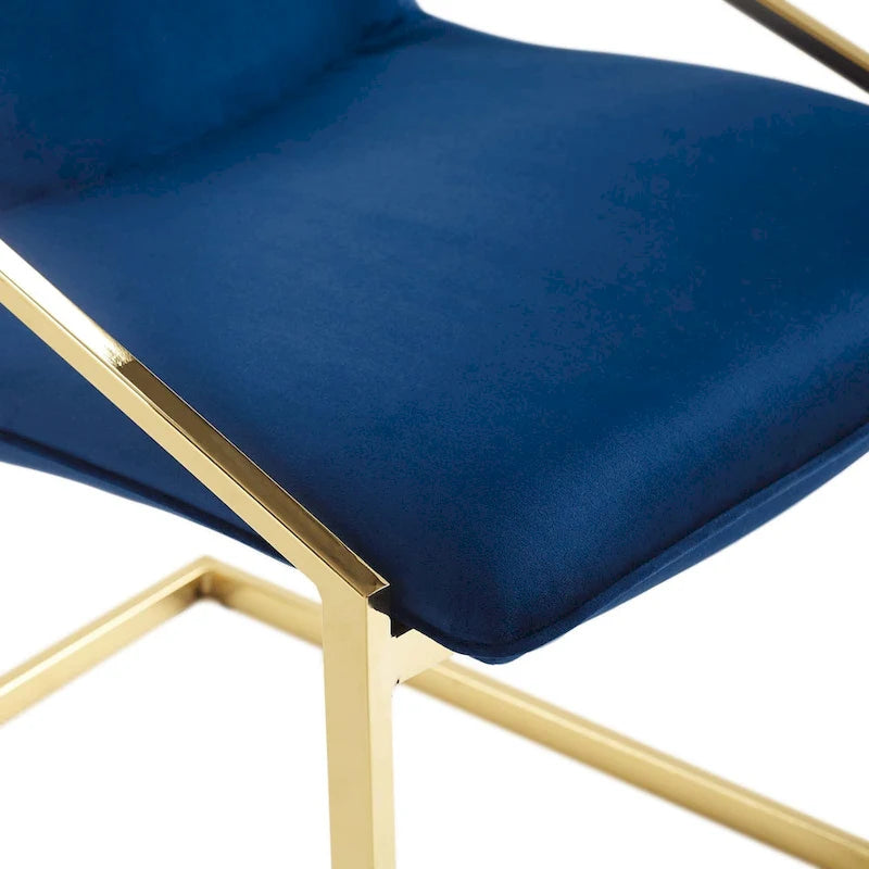 Velvet Dining Armchair with Geometric Frame