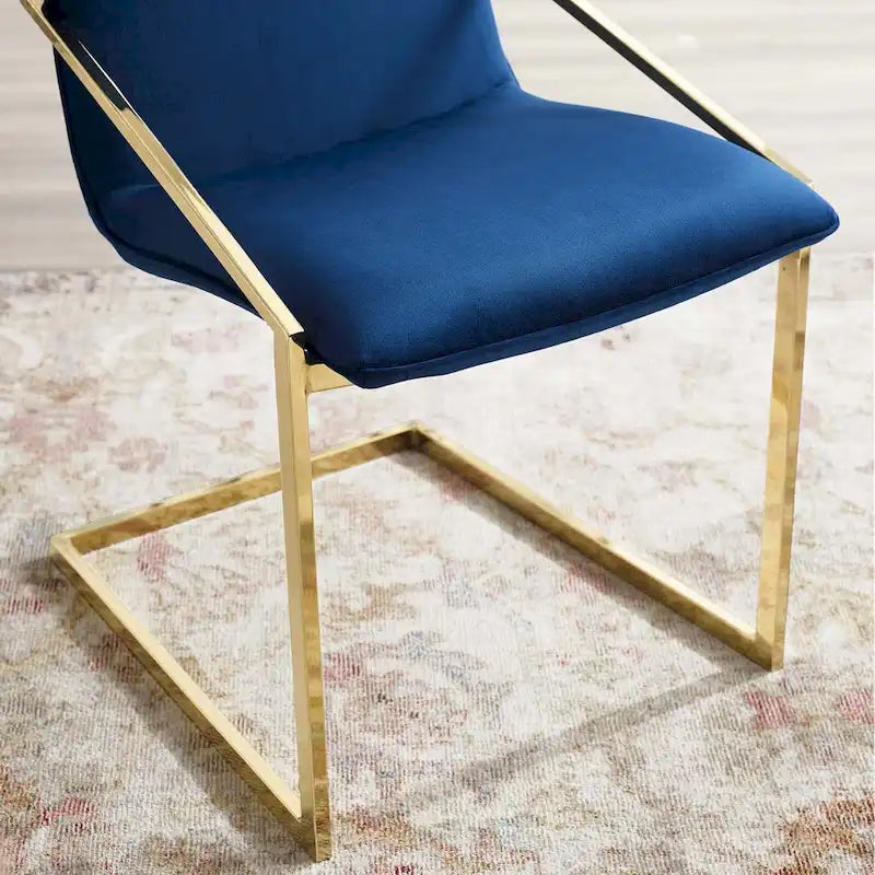 Velvet Dining Armchair with Geometric Frame