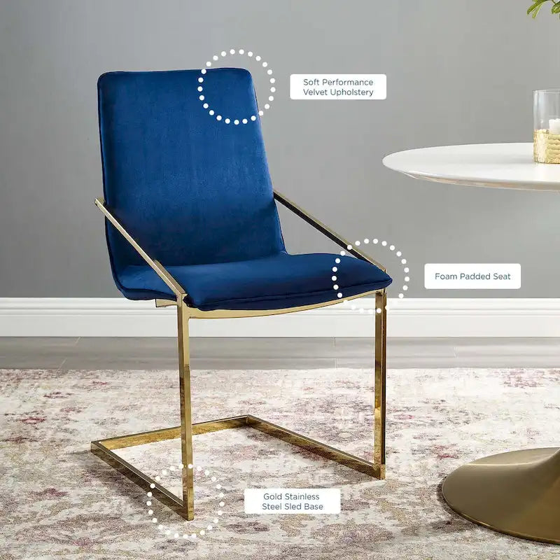 Velvet Dining Armchair with Geometric Frame