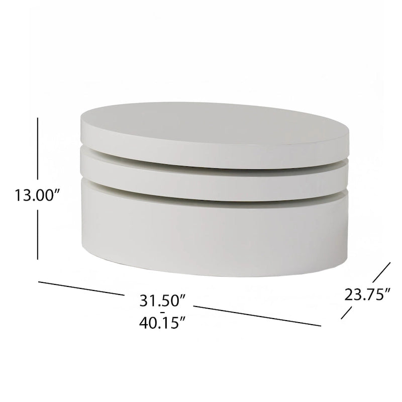 Small Oval Mod Rotatable Coffee Table