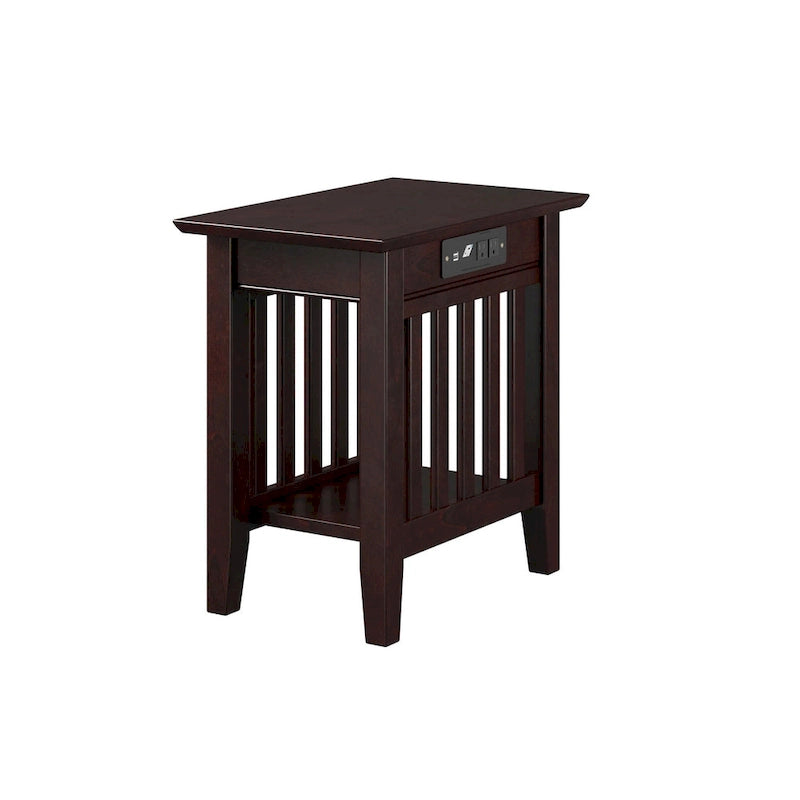 Mission Chair Side Table with Charging Station