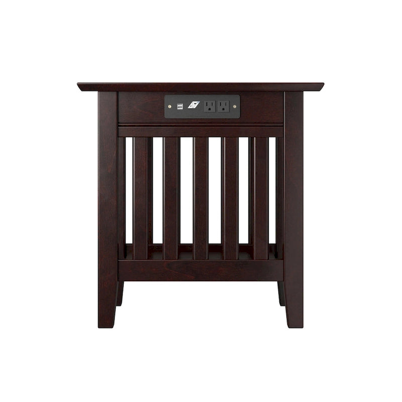 Mission Chair Side Table with Charging Station