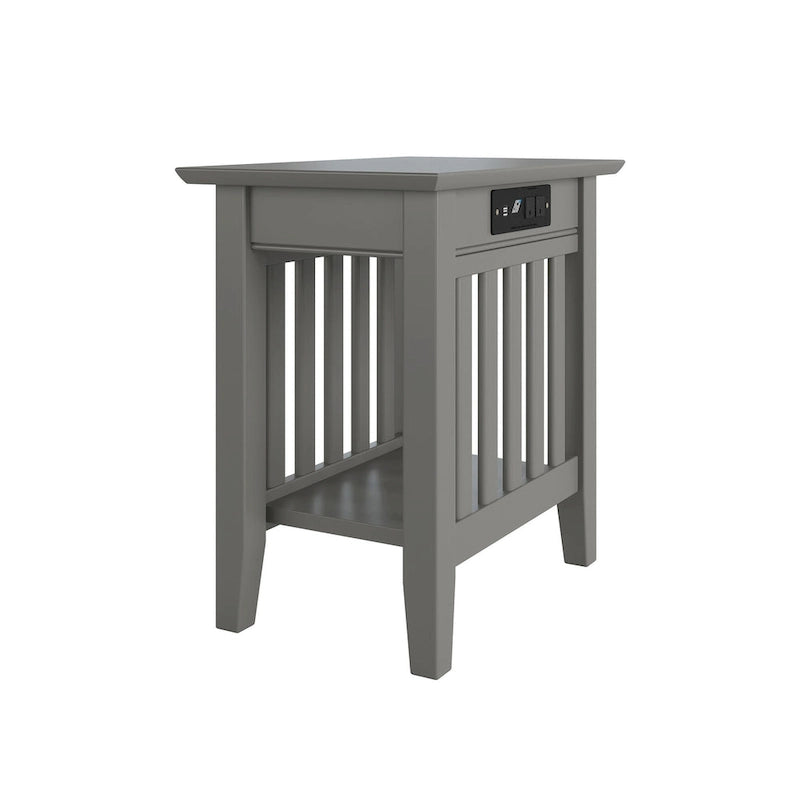 Mission Chair Side Table with Charging Station