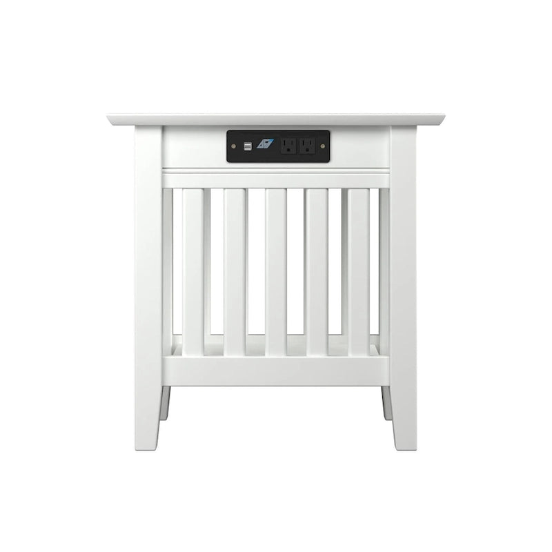 Mission Chair Side Table with Charging Station